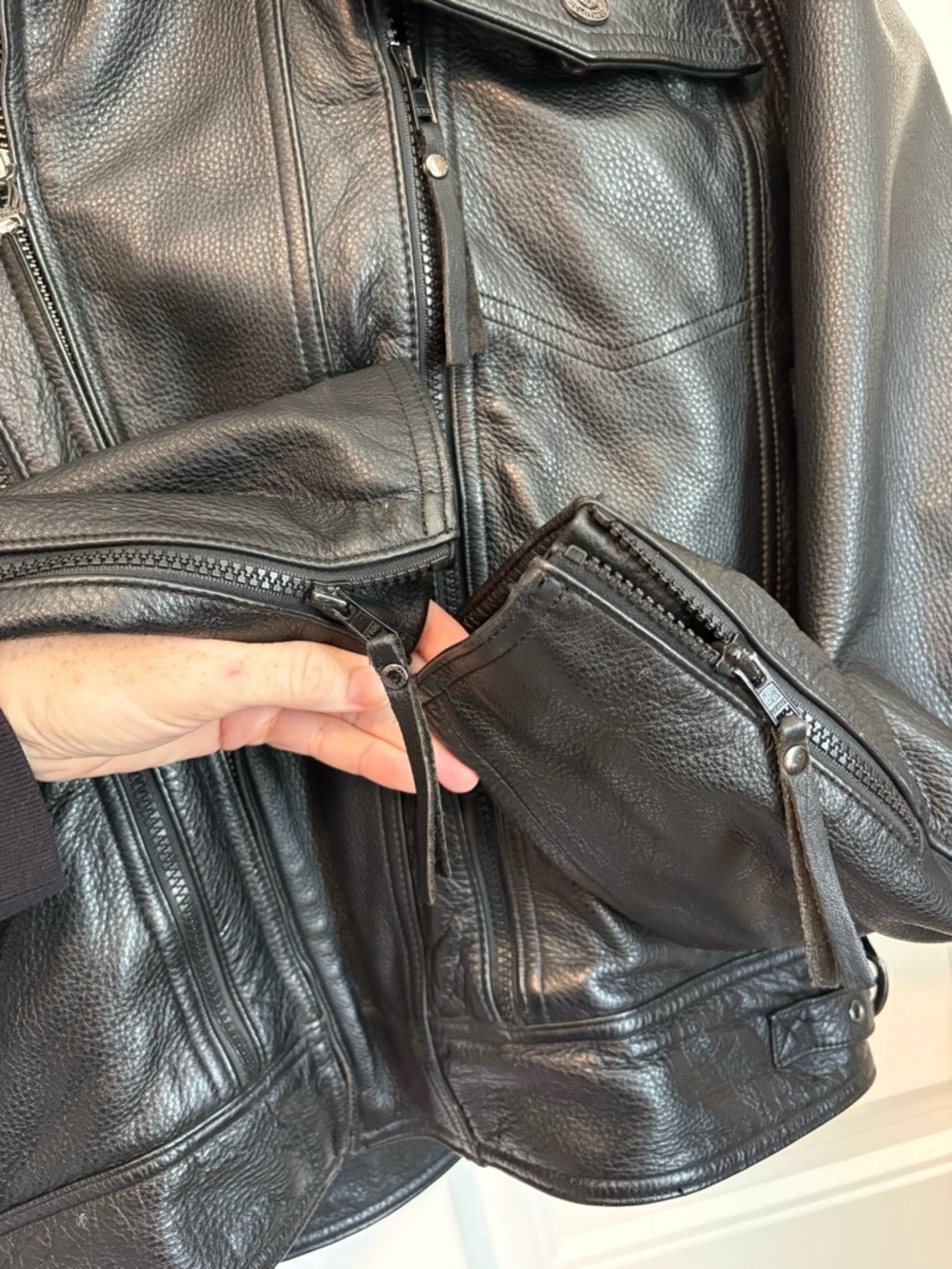 Vintage Harley Davidson 90s Leather Jacket Vented Nevada Black Large - Picture 3 of 14